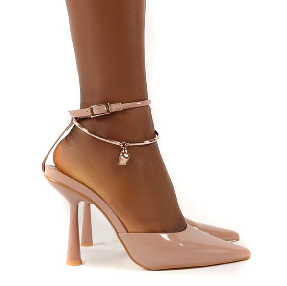 Public Desire Nude Court Heels with Ankle Charm - Picture 2 of 5
